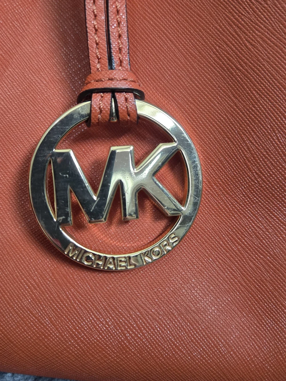 Michael Kors Orange Saffiano Leather Satchel with Matching MK Logo Wallet